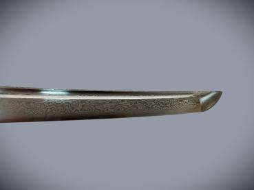 Bamboo Katana mit 12-mal gefalteter Damast Klinge Handgeschmiedetes Samurai Schwert von Feng Lin